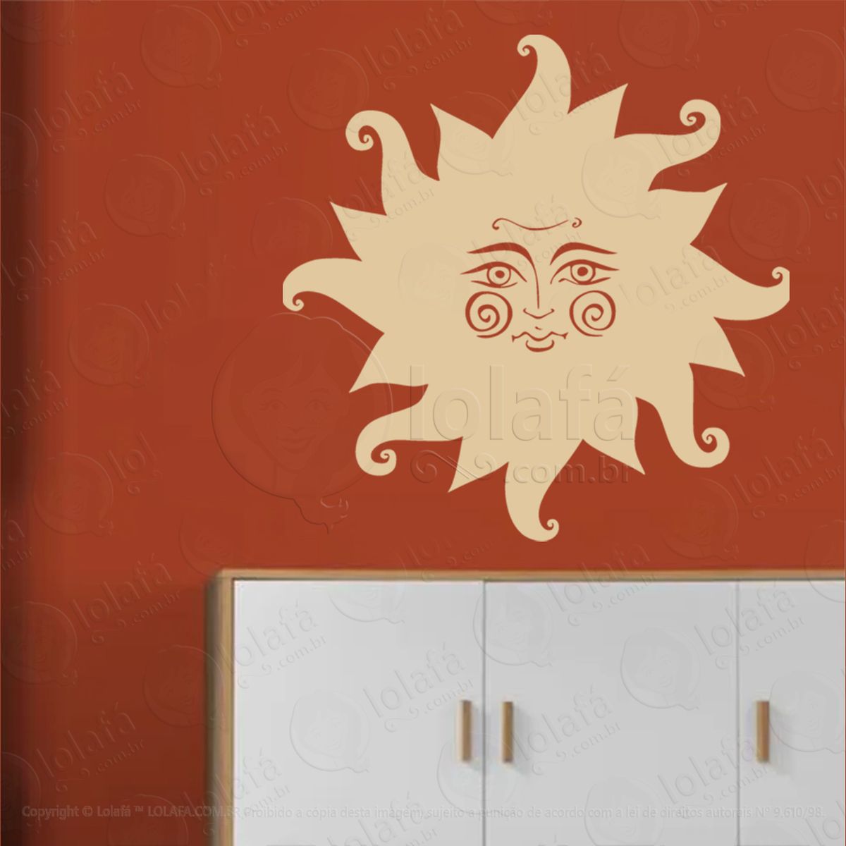 face do sol face sun adesivo de parede decorativo para casa, sala, quarto, vidro e altar ocultista - mod:252