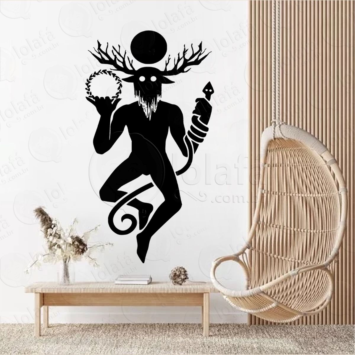 deus chifrudo horned god adesivo de parede decorativo para casa, sala, quarto, vidro e altar ocultista - mod:258