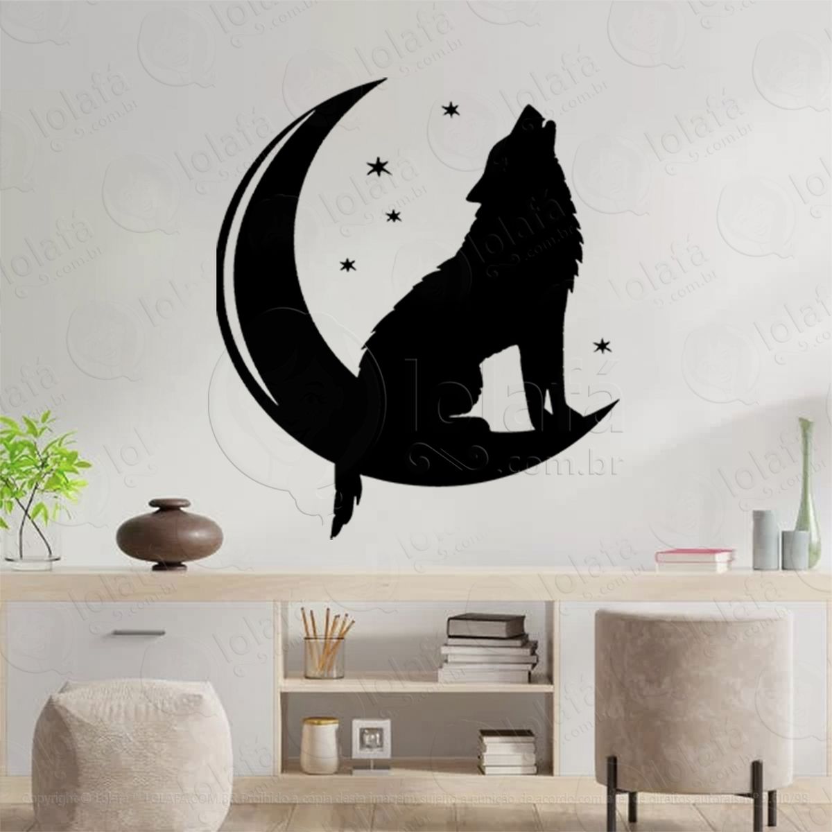 moondog cão da lua adesivo de parede decorativo para casa, sala, quarto, vidro e altar ocultista - mod:261