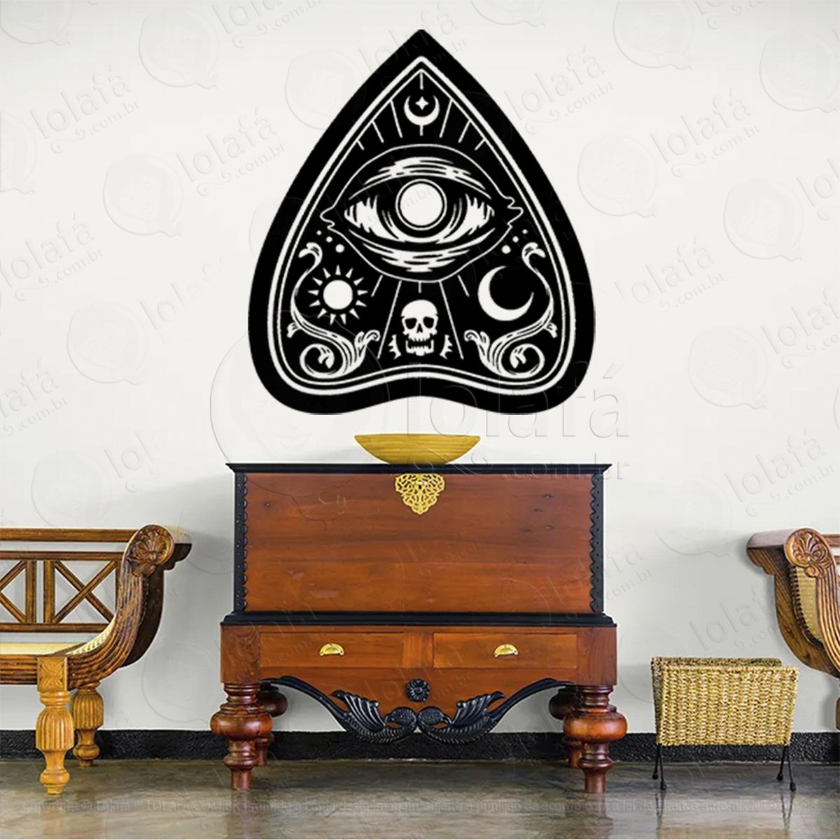 ouija adesivo de parede decorativo para casa, sala, quarto, vidro e altar ocultista - mod:267