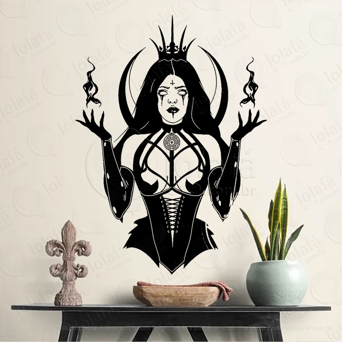 hécate deusa mãe paganismo altar adesivo de parede decorativo para casa, sala, quarto, vidro e altar ocultista - mod:297