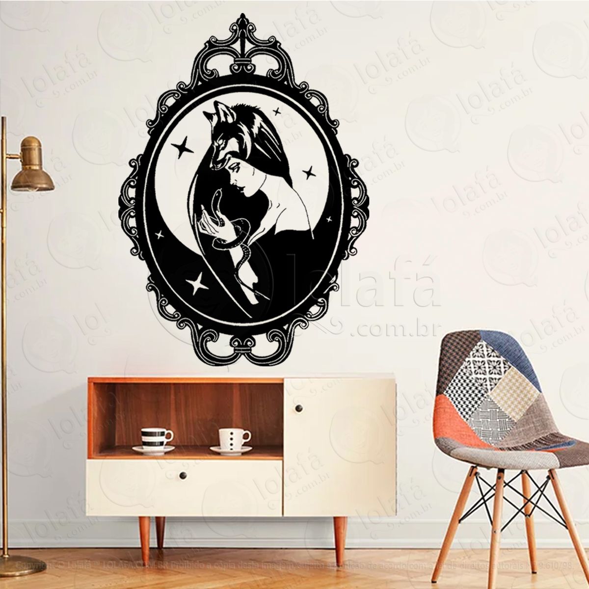 mulher bruxa wicca adesivo de parede decorativo para casa, sala, quarto, vidro e altar ocultista - mod:315