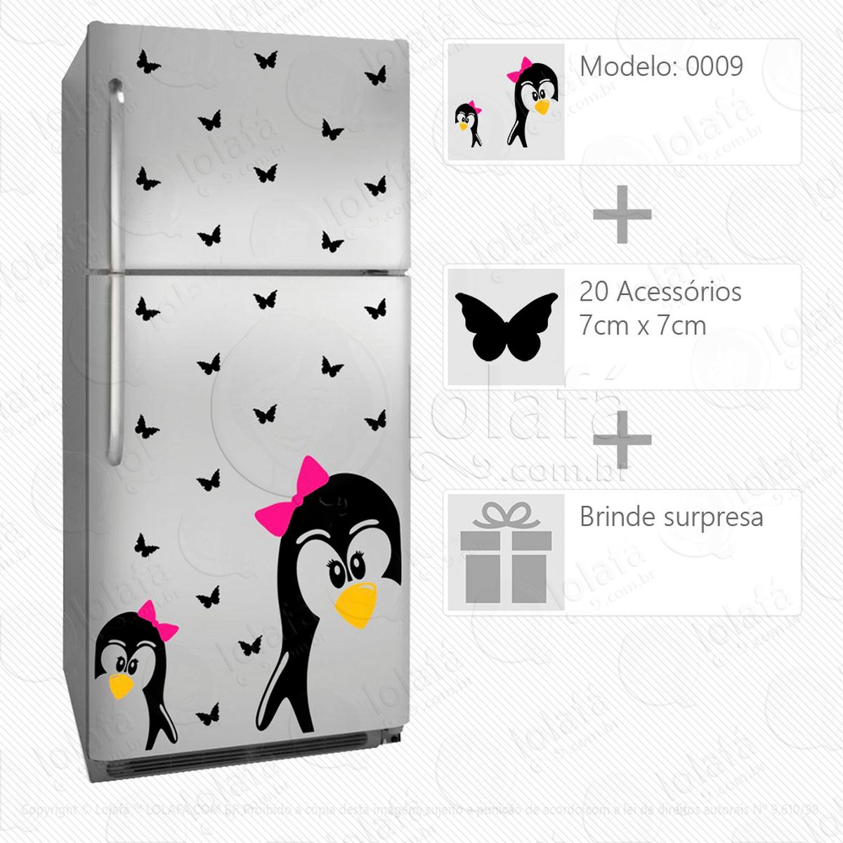 pinguins adesivo para geladeira e frigobar - mod:9