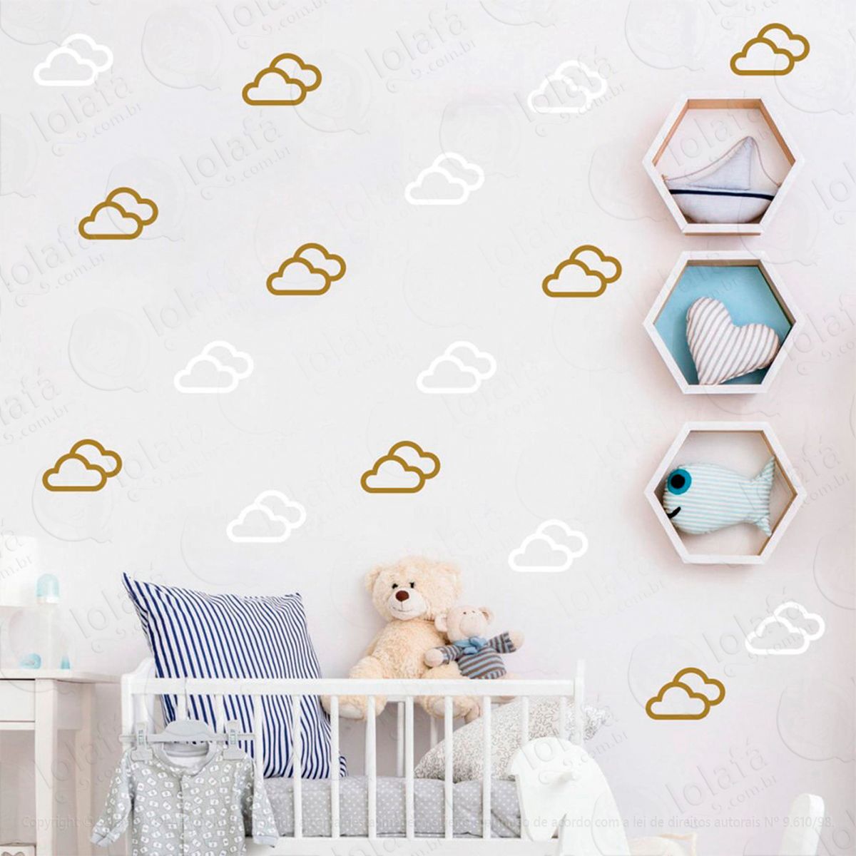 adesivos nuvens 32 peças adesivos para quarto de bebê infantil - mod:716