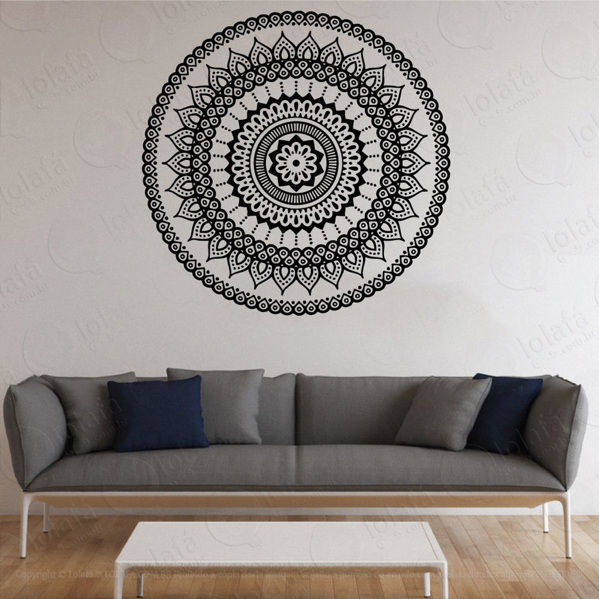 mandala para fé nos pensamentos adesivo de parede decorativo para casa, quarto, sala e vidro - mod:481