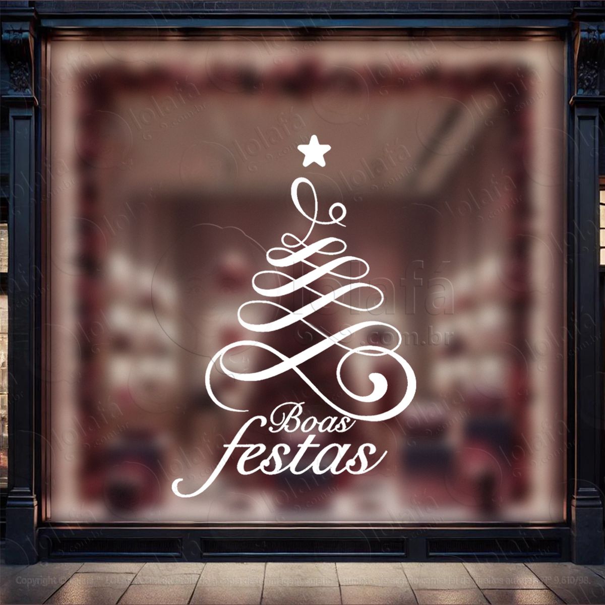 Árvore de natal frase boas festas adesivo de natal para vitrine, parede, porta - fácil remoção mod:29