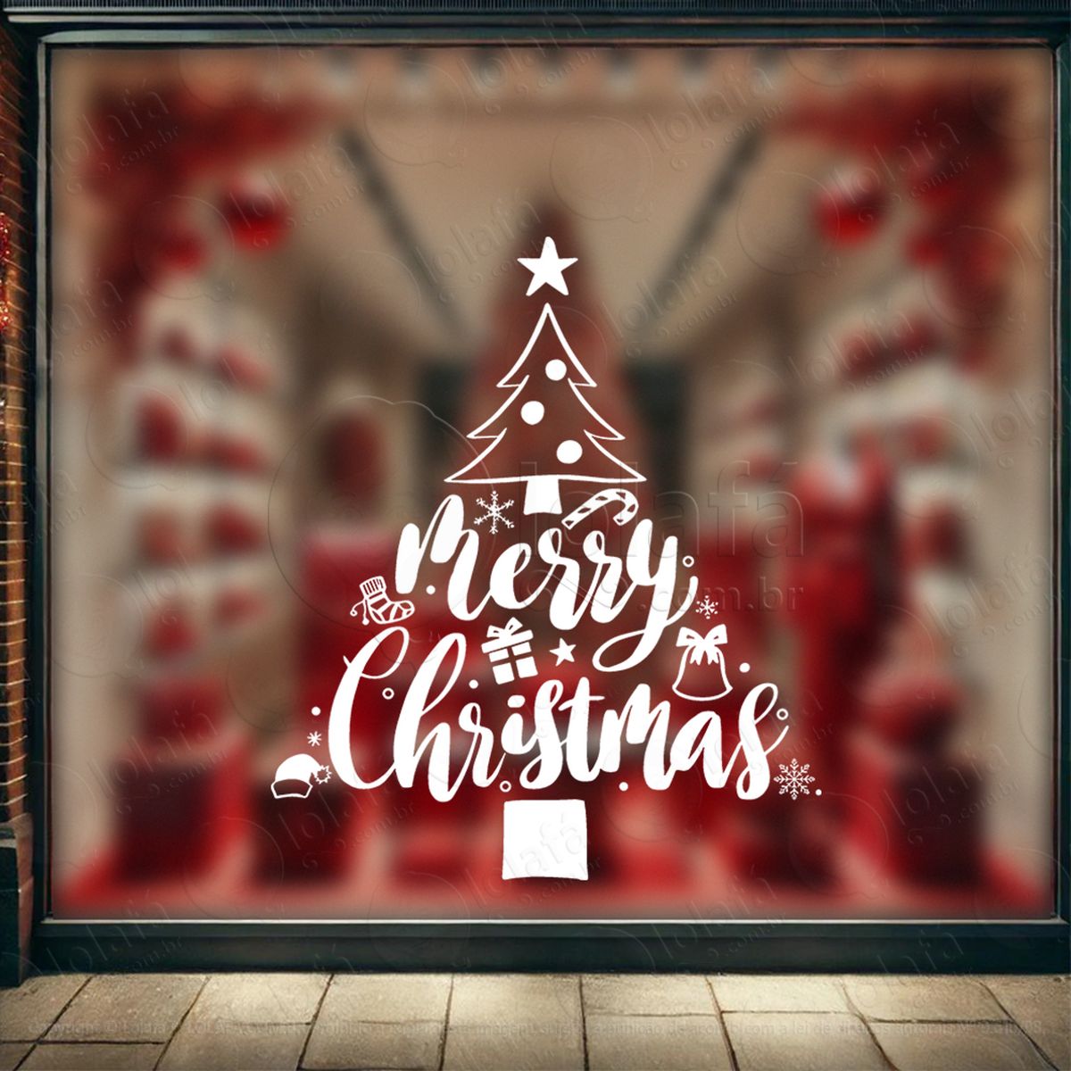 Árvores de natal merry christmas adesivo de natal para vitrine, parede, porta - fácil remoção mod:36