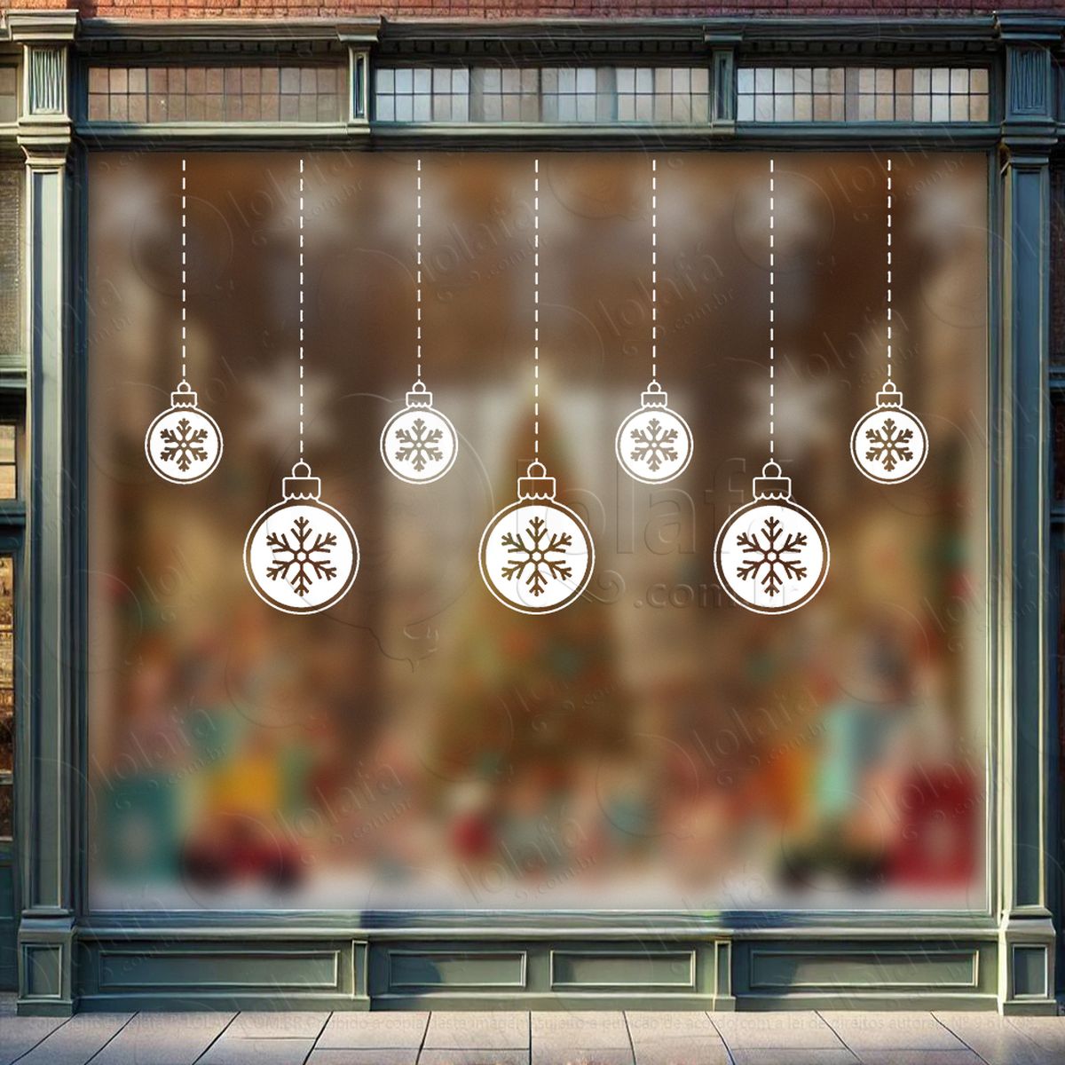 cortina de natal com bolas adesivo de natal para vitrine, parede, porta - fácil remoção mod:123