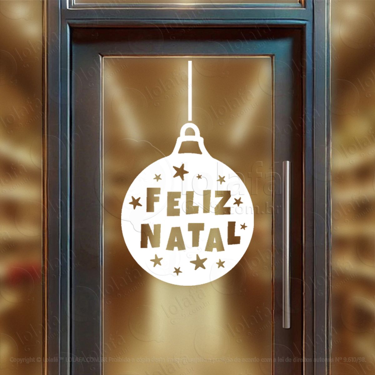 bola de natal com frase feliz natal adesivo de natal para vitrine, parede, porta - fácil remoção mod:251