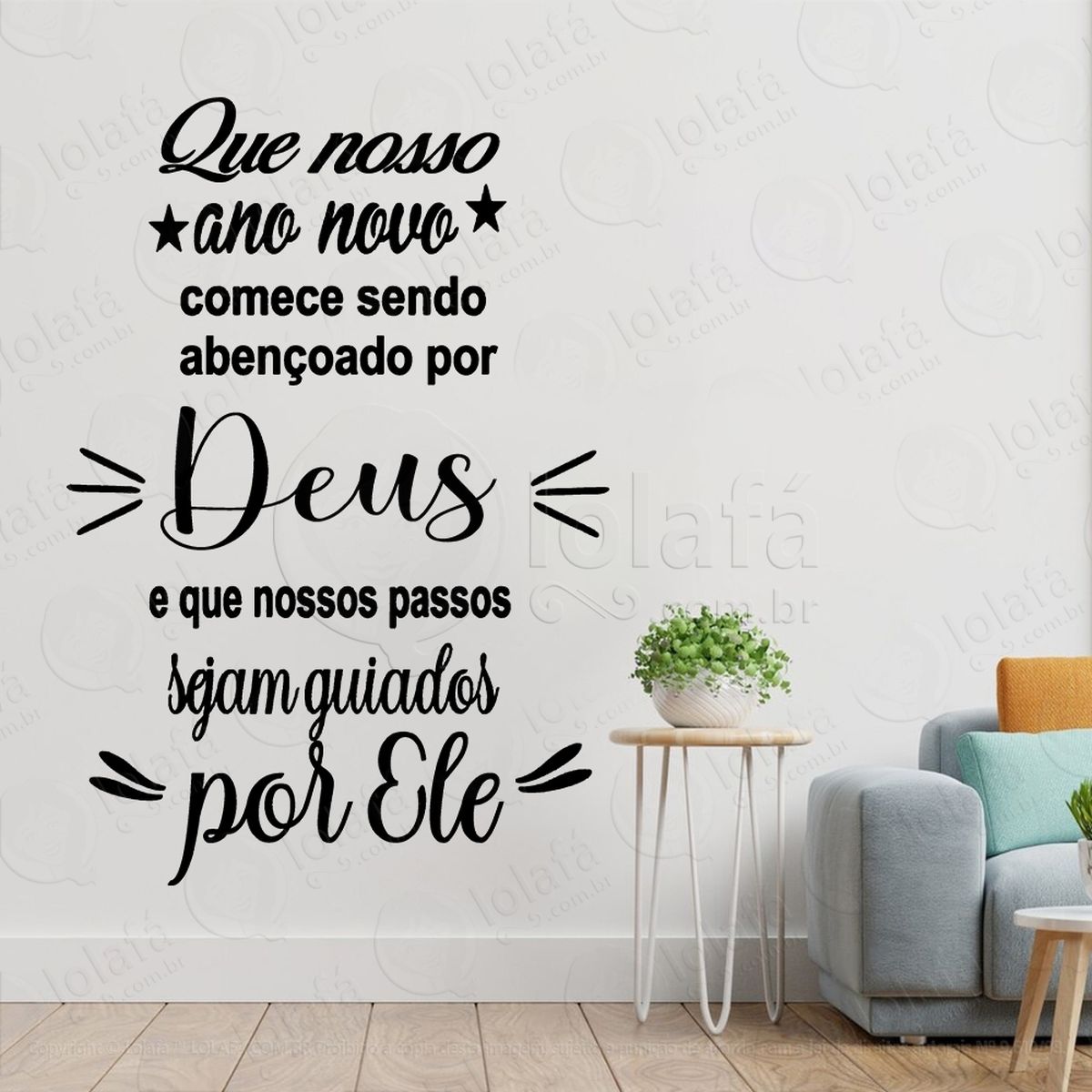 frase que nosso ano novo começe adesivo de natal para vitrine, parede, porta - fácil remoção mod:357