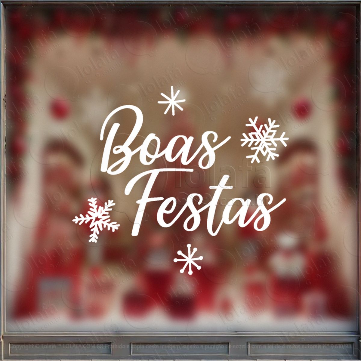 frase de fim de ano boas festas adesivo de natal para vitrine, parede, porta - fácil remoção mod:359