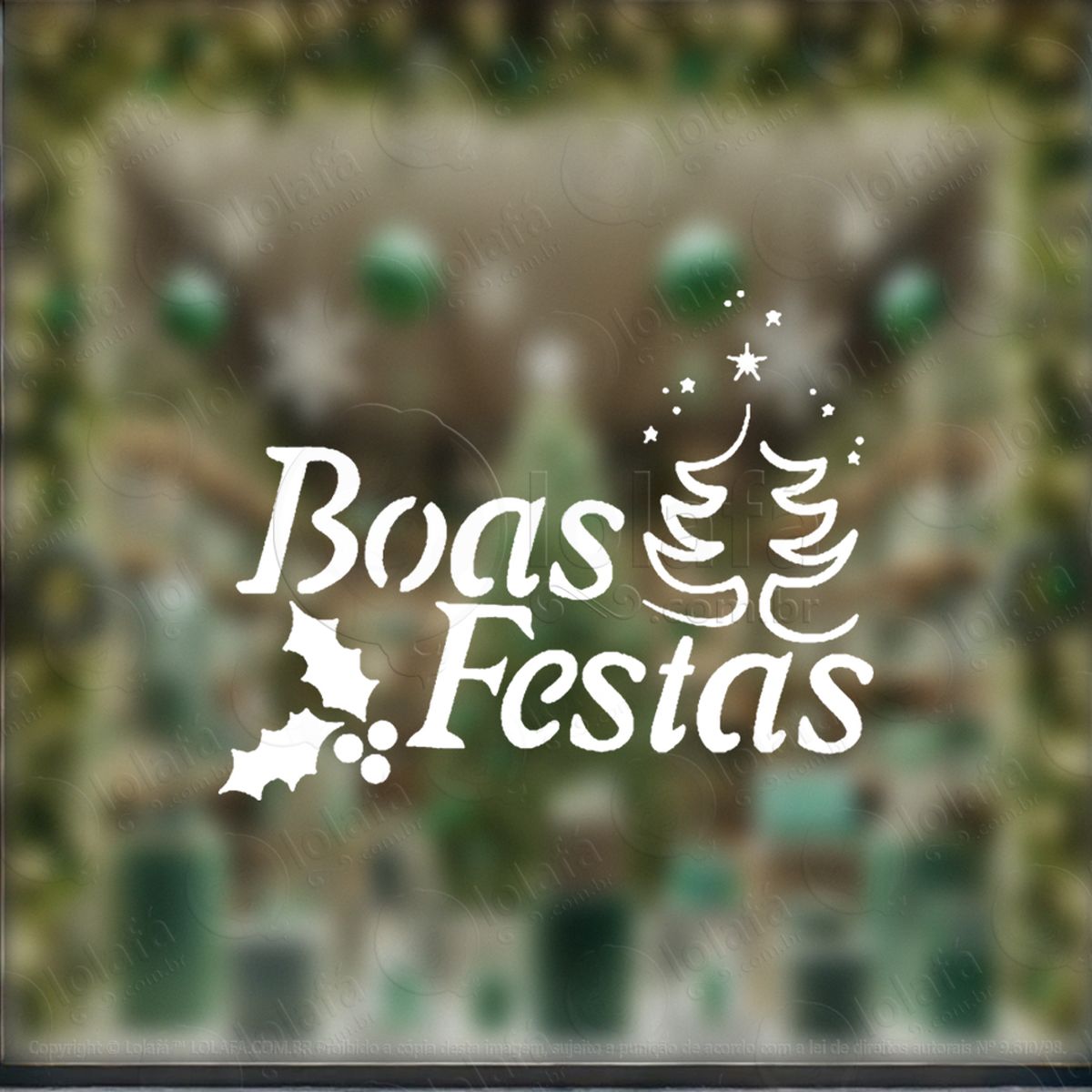 frase de fim de ano boas festas adesivo de natal para vitrine, parede, porta - fácil remoção mod:361