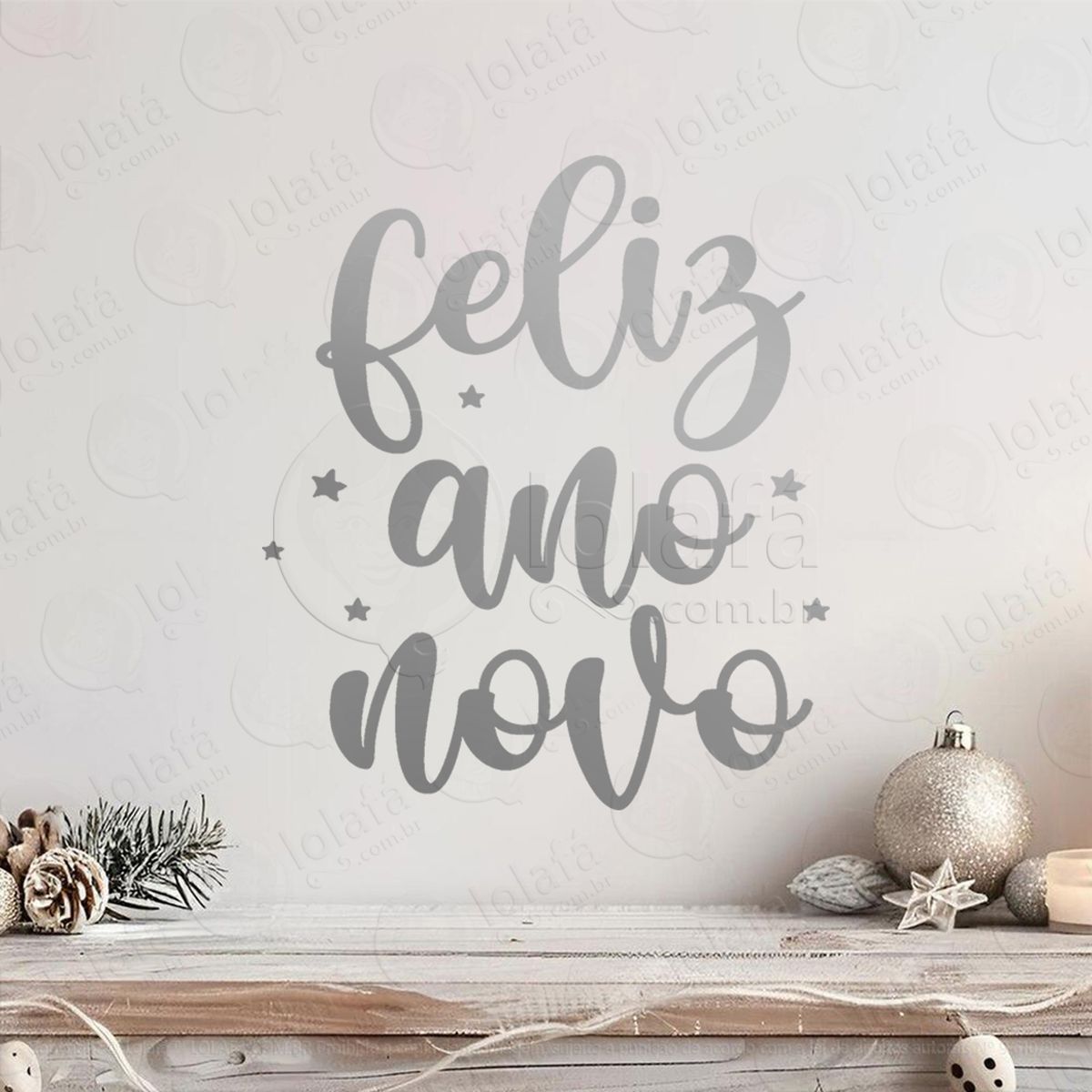 frase feliz ano novo adesivo de natal para vitrine, parede, porta - fácil remoção mod:365