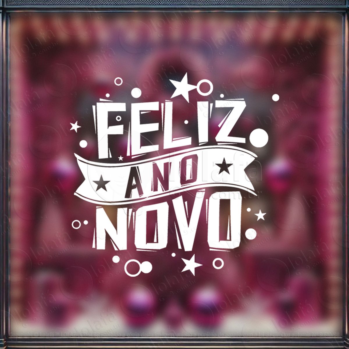 frase feliz ano novo adesivo de natal para vitrine, parede, porta - fácil remoção mod:366