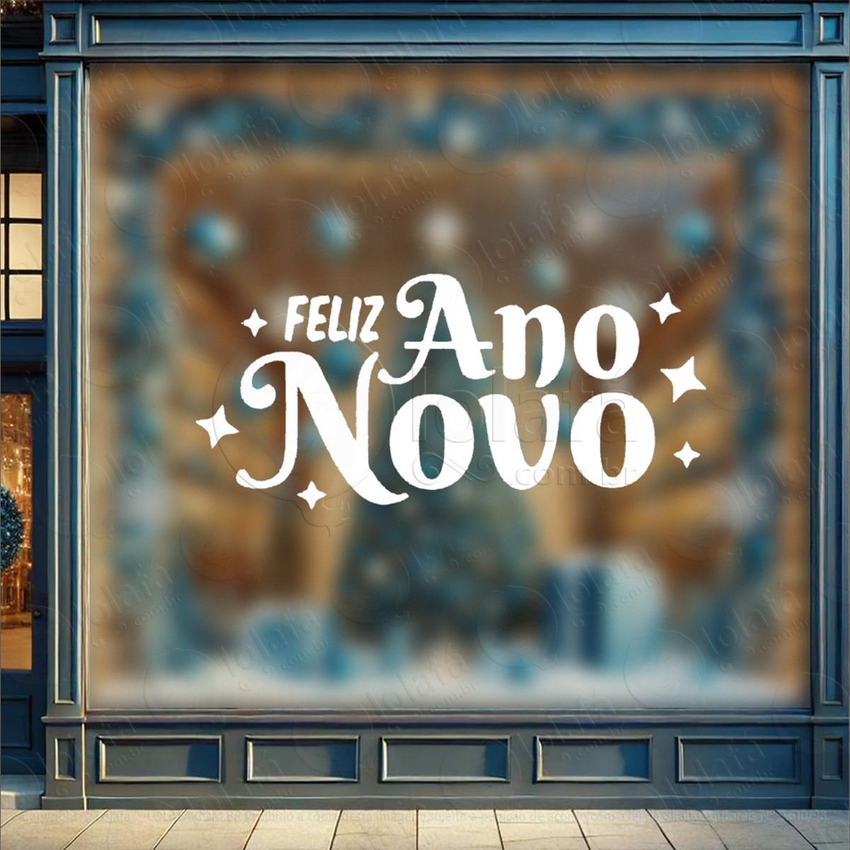 frase feliz ano novo adesivo de natal para vitrine, parede, porta - fácil remoção mod:371