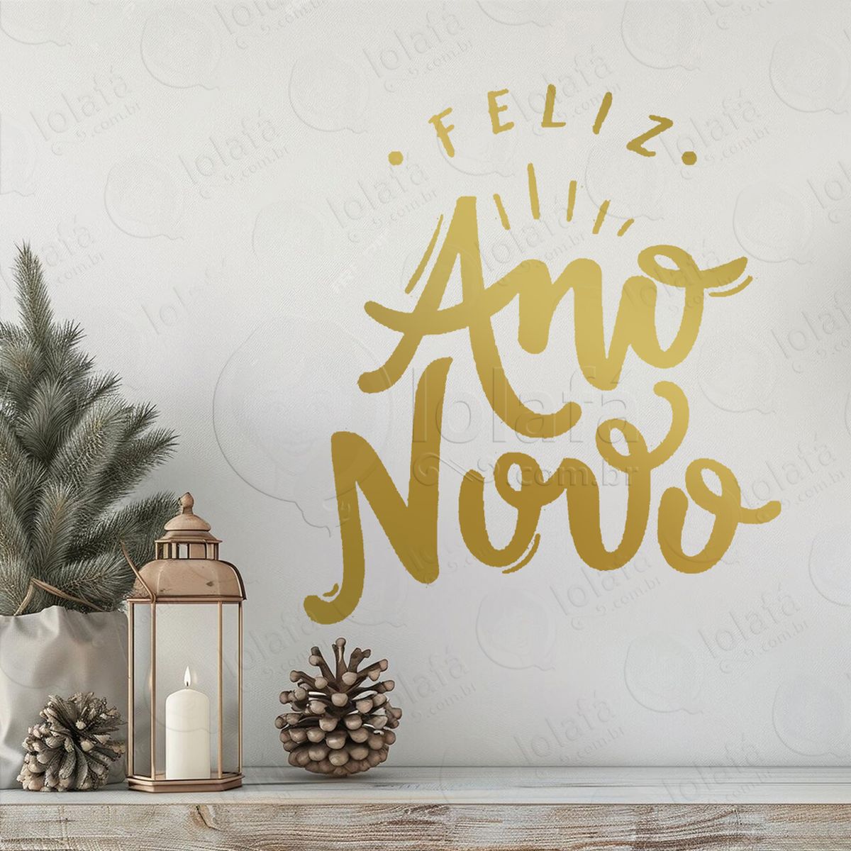 frase feliz ano novo adesivo de natal para vitrine, parede, porta - fácil remoção mod:372