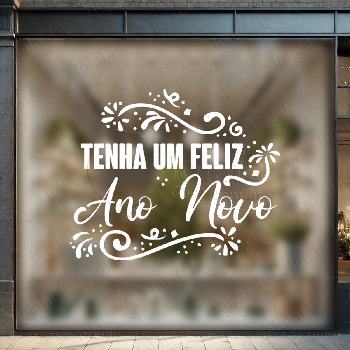 frase tenha um feliz ano novo adesivo de natal para vitrine, parede, porta - fácil remoção mod:400