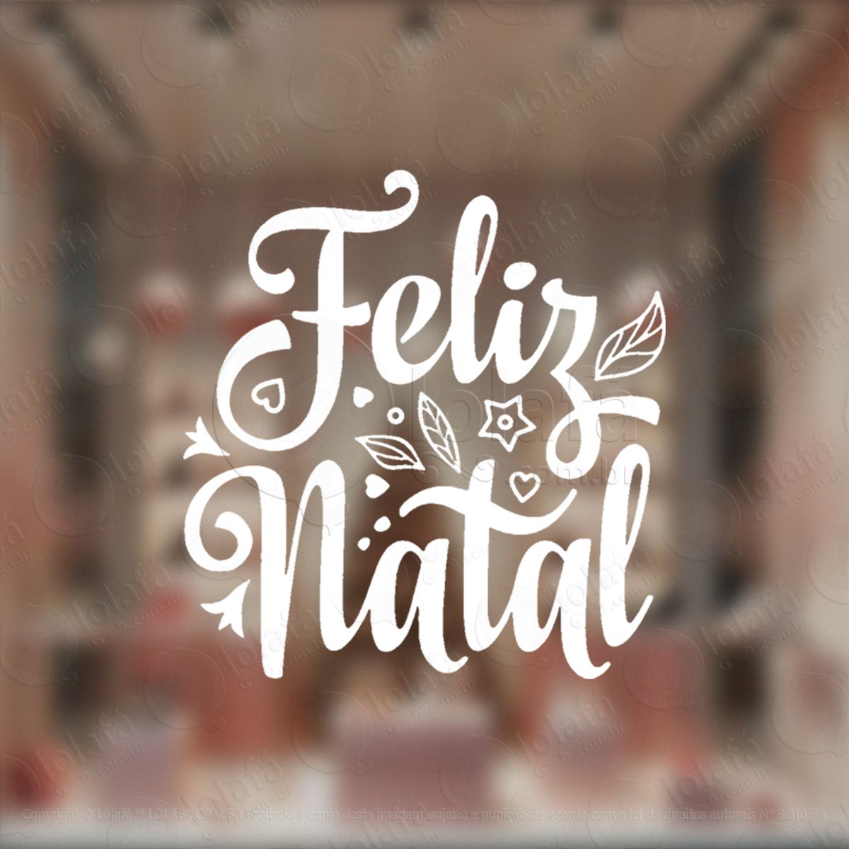 frase feliz natal adesivo de natal para vitrine, parede, porta - fácil remoção mod:420