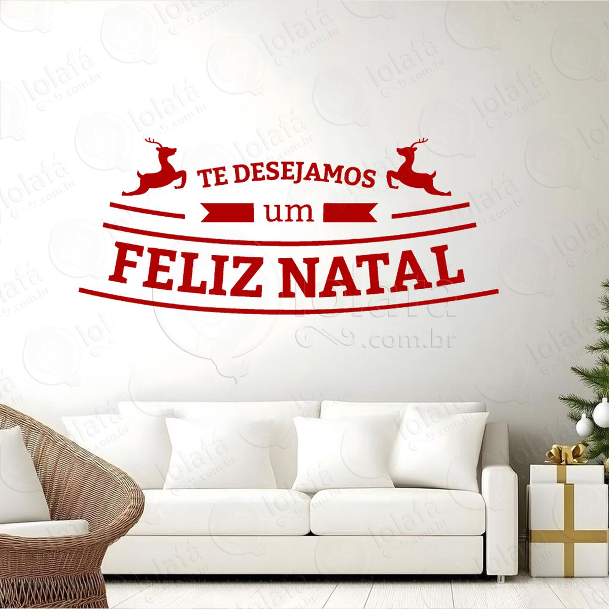 frase te desejamos um feliz natal adesivo de natal para vitrine, parede, porta - fácil remoção mod:430