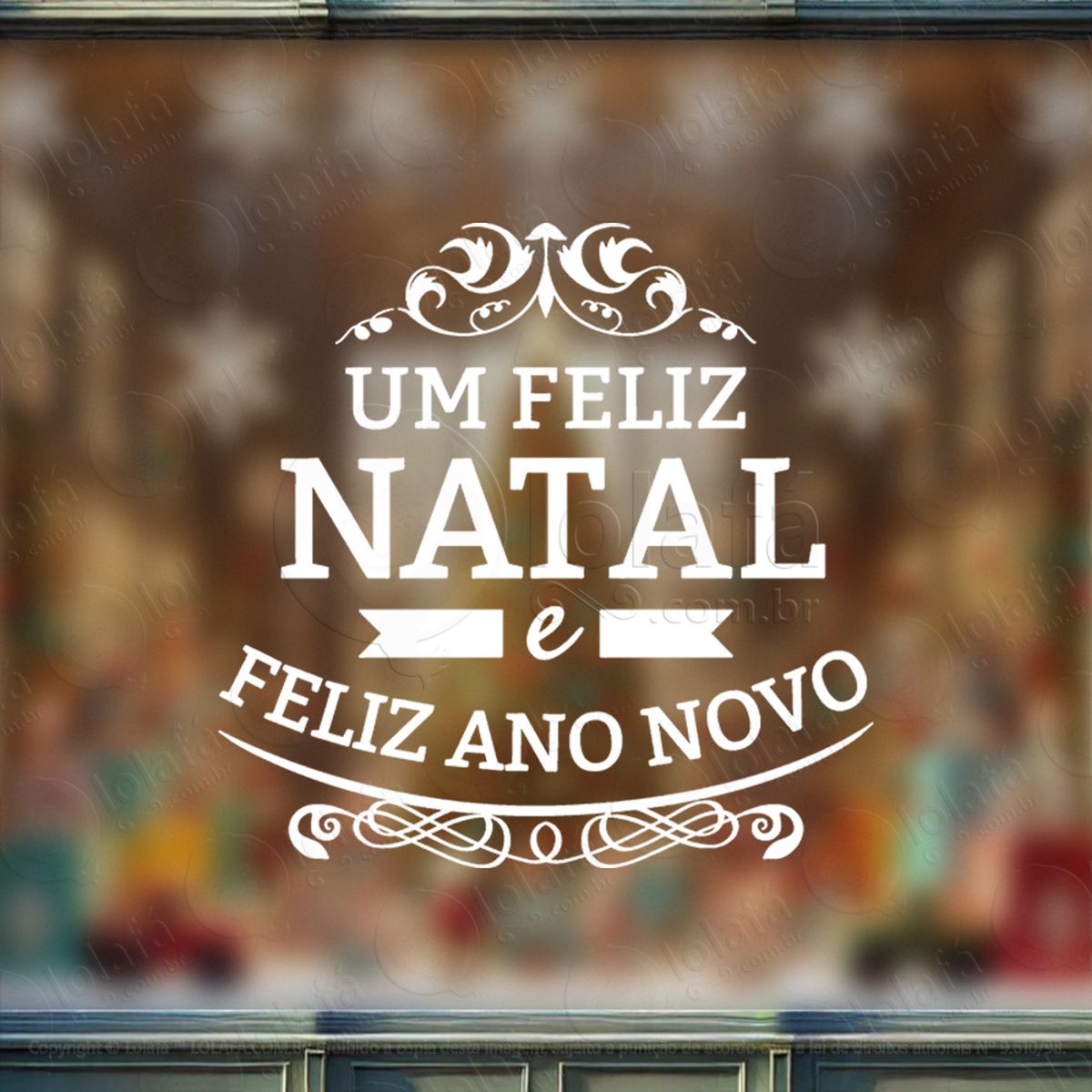 frase feliz natal e feliz ano novo adesivo de natal para vitrine, parede, porta - fácil remoção mod:433