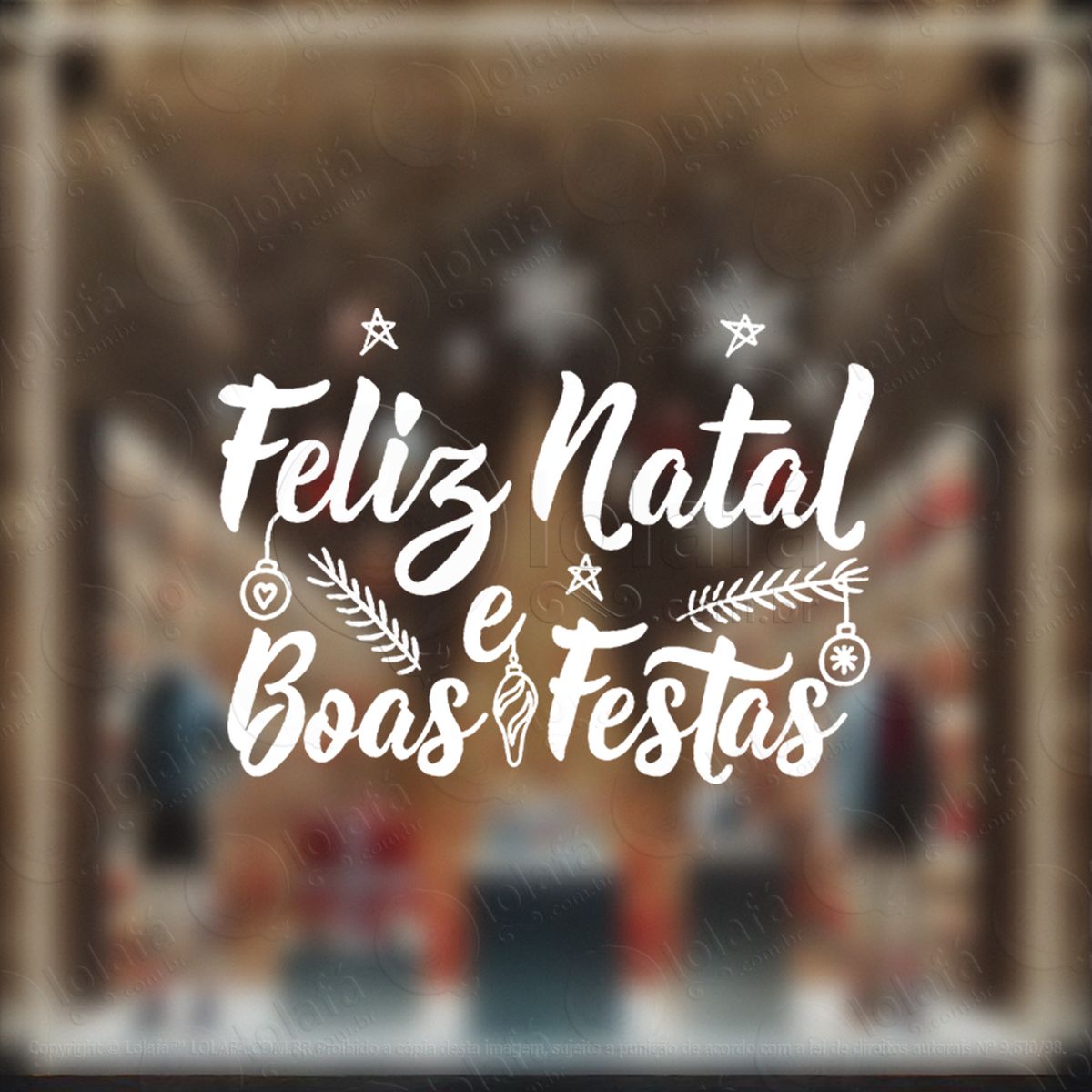 frase feliz natal e boas festas adesivo de natal para vitrine, parede, porta - fácil remoção mod:434