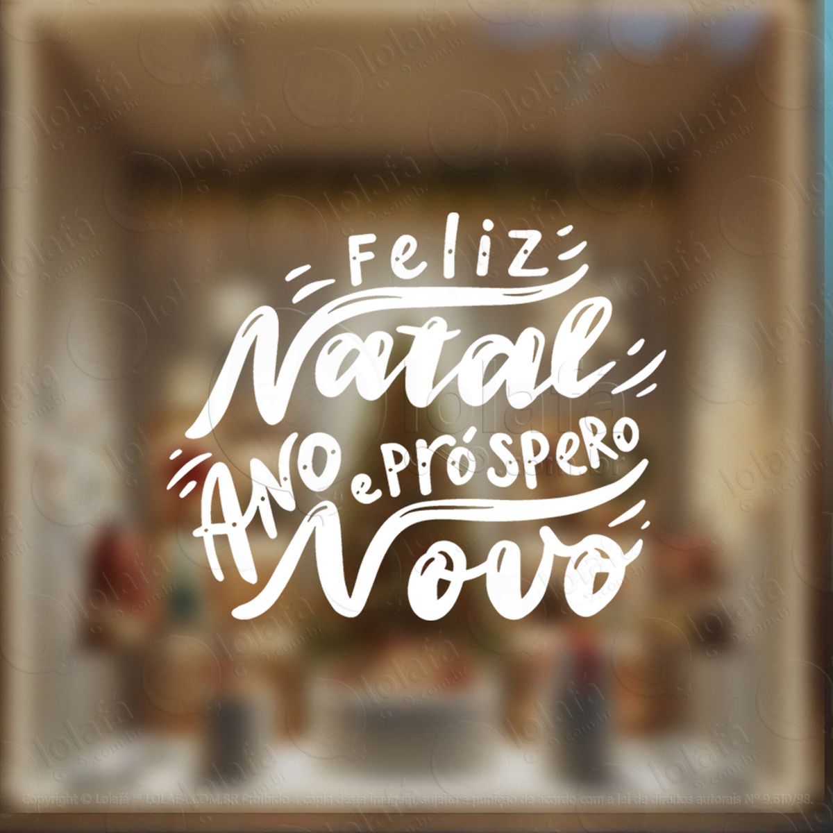 frase feliz natal próspero ano novo adesivo de natal para vitrine, parede, porta - fácil remoção mod:435