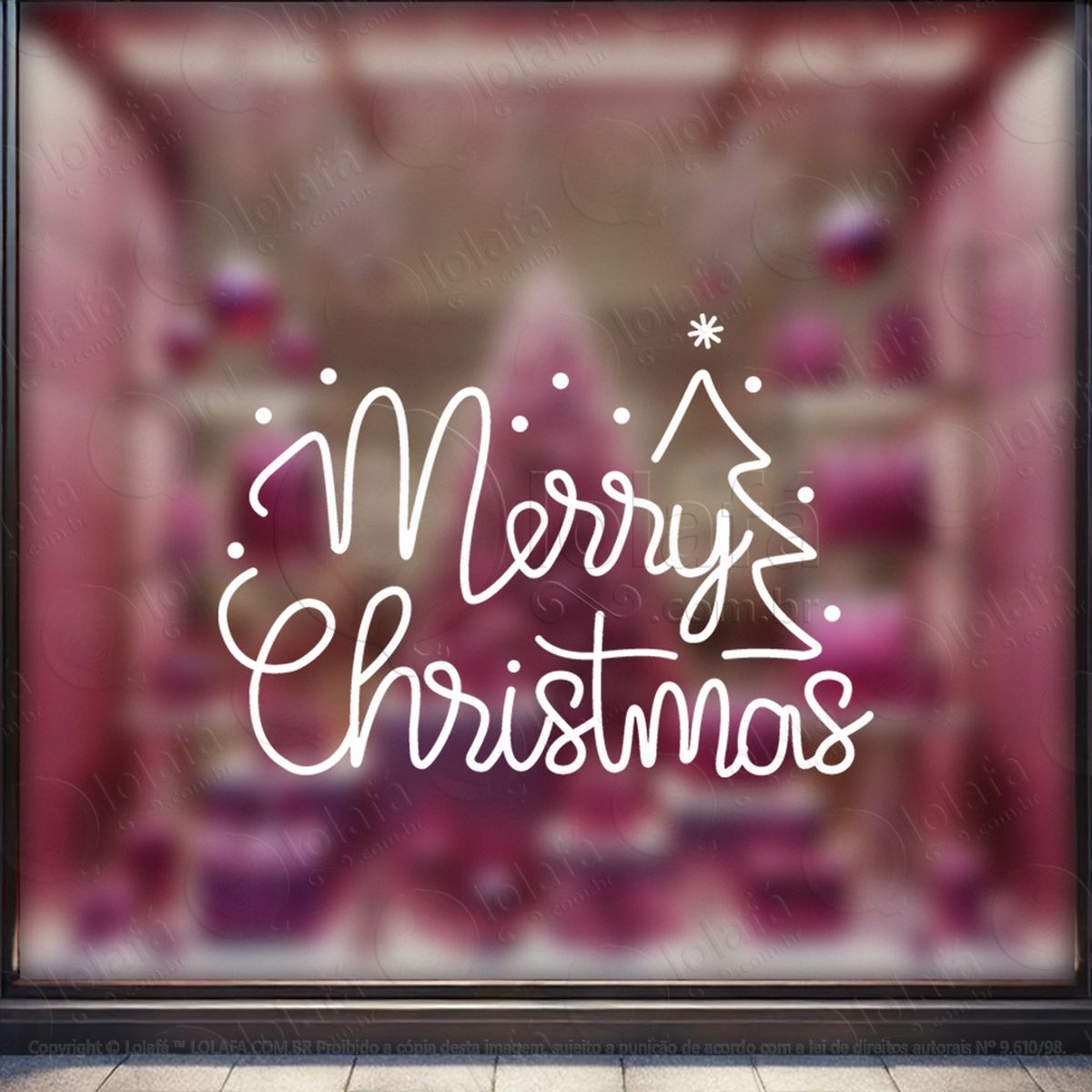 frase merry christmas adesivo de natal para vitrine, parede, porta - fácil remoção mod:437