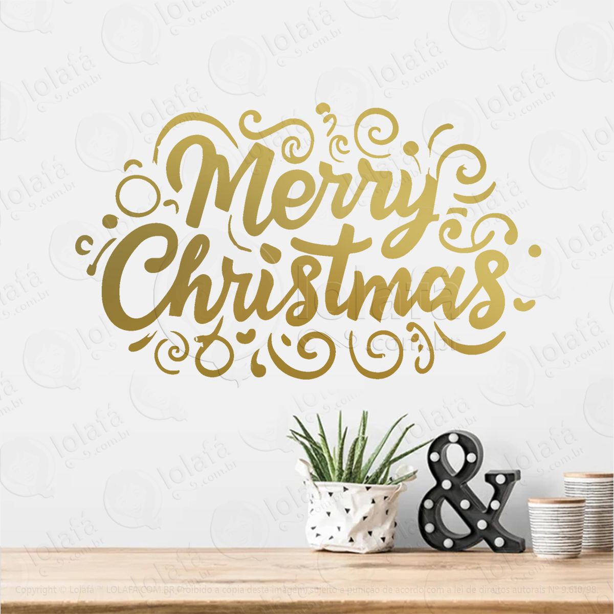 frase merry christmas adesivo de natal para vitrine, parede, porta - fácil remoção mod:451