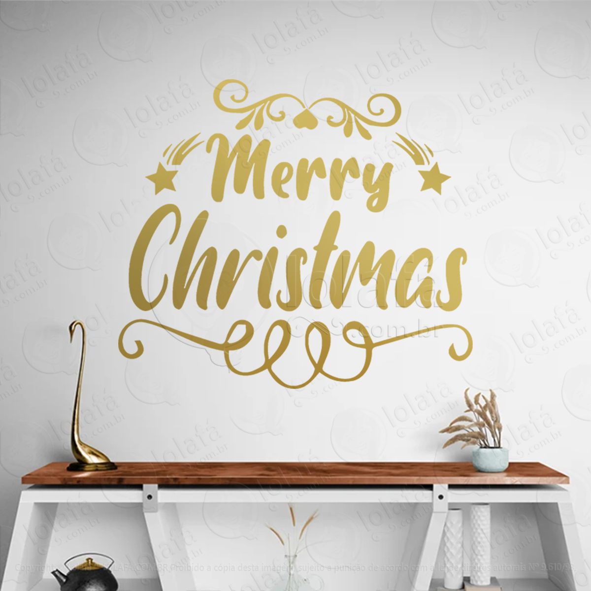 frase merry christmas adesivo de natal para vitrine, parede, porta - fácil remoção mod:452