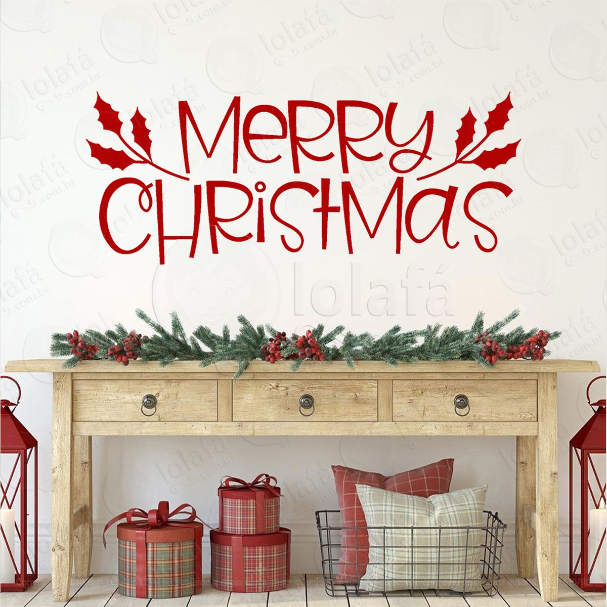 frase merry christmas adesivo de natal para vitrine, parede, porta - fácil remoção mod:455