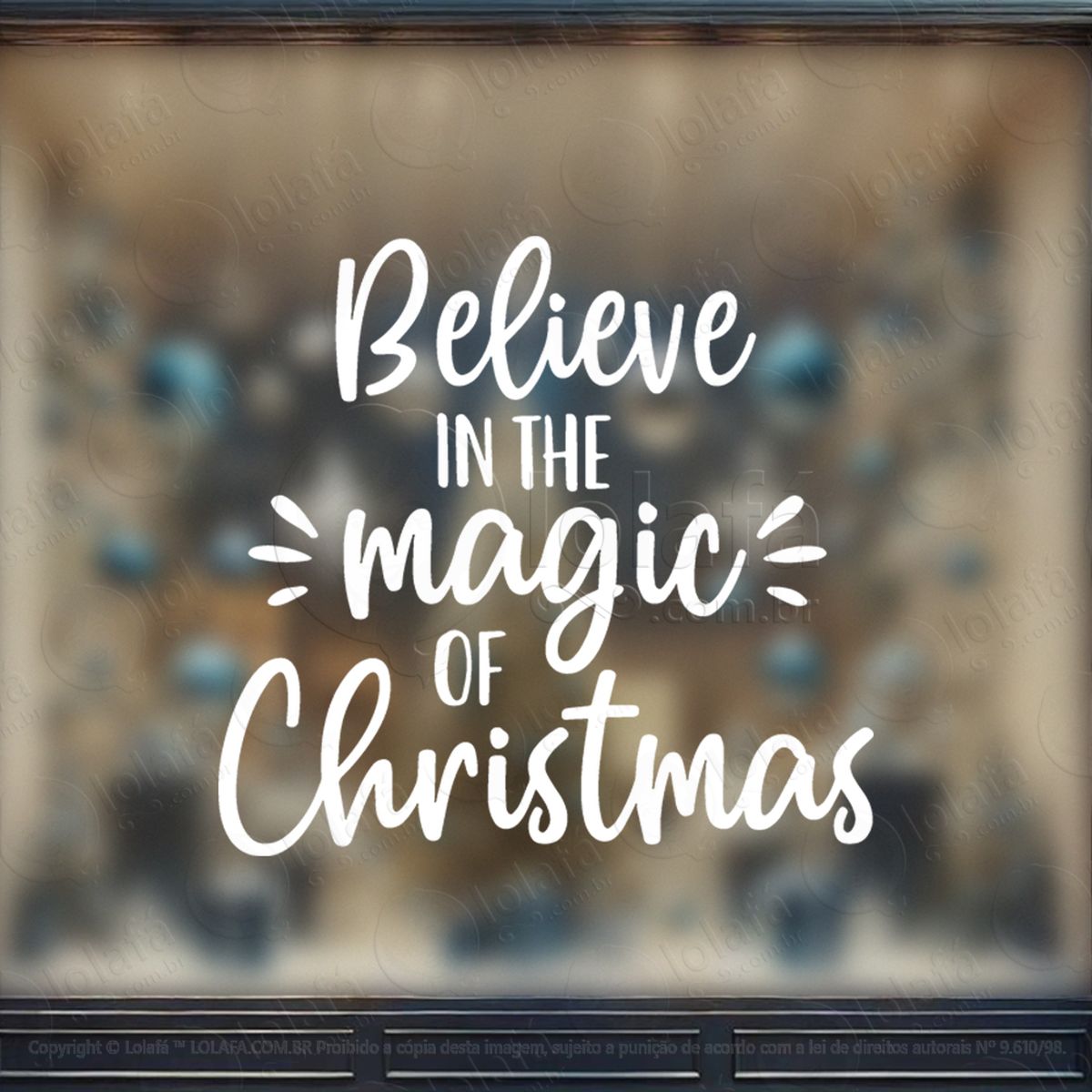 frase believe magic of christmas adesivo de natal para vitrine, parede, porta - fácil remoção mod:487