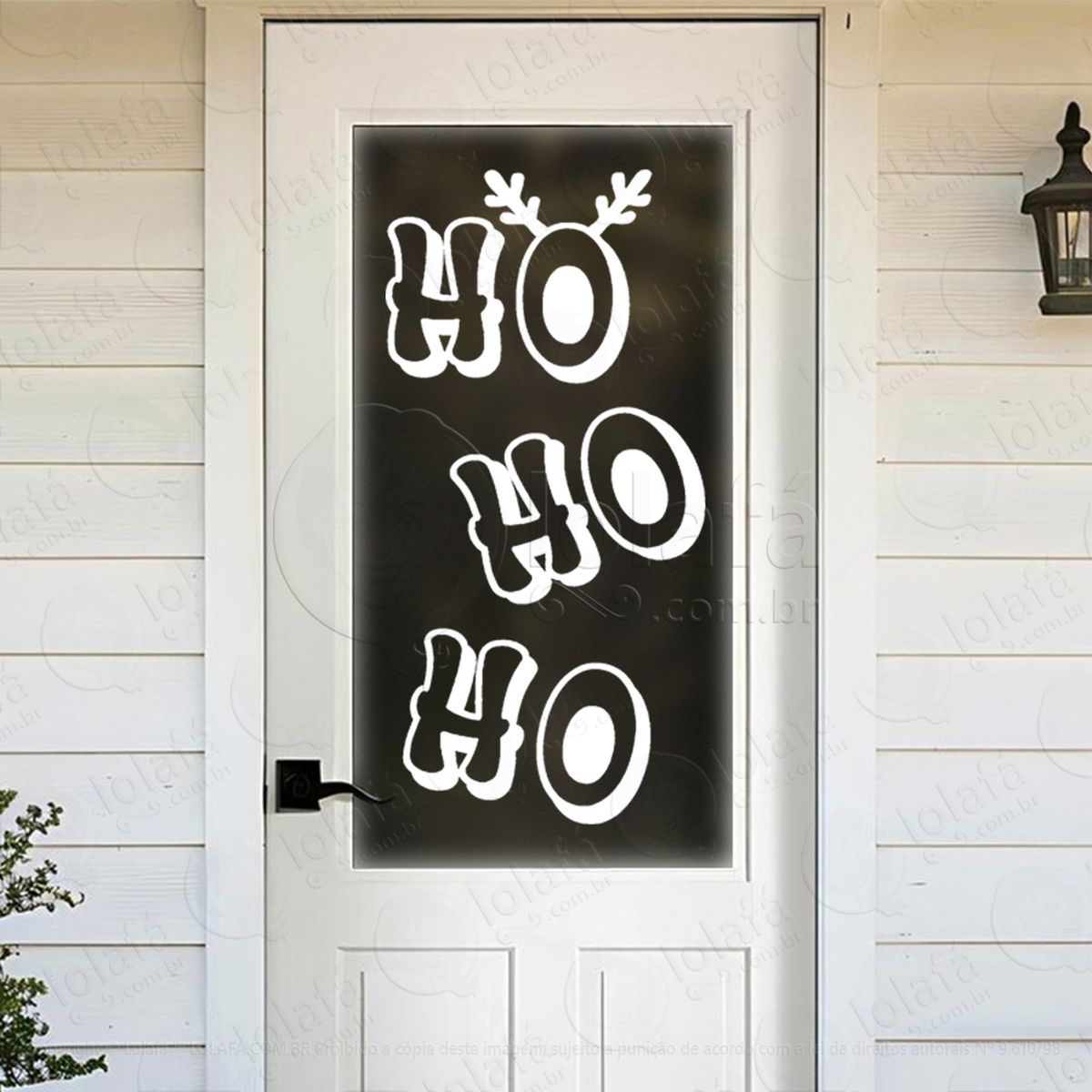 frase ho ho ho adesivo de natal para vitrine, parede, porta - fácil remoção mod:493