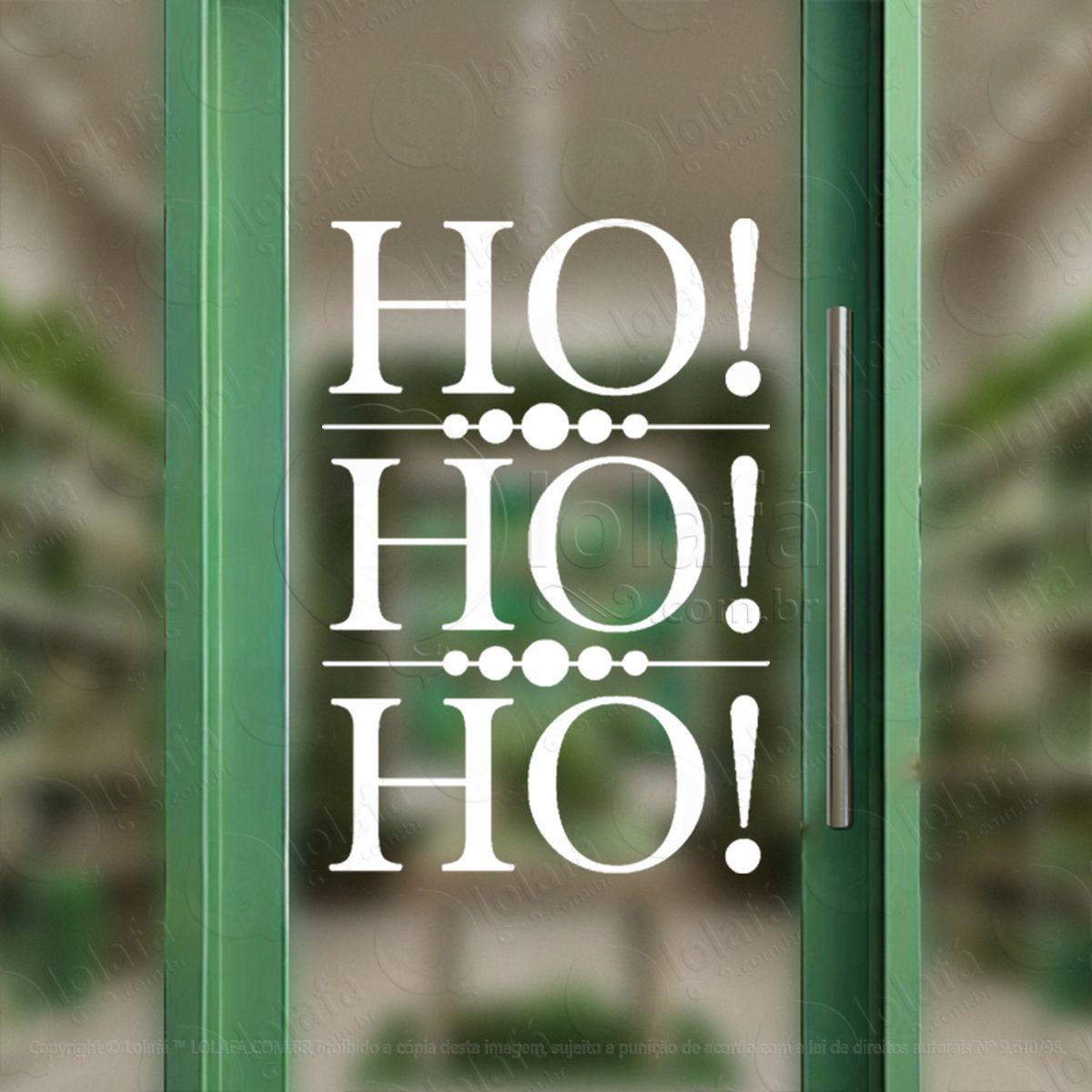 frase ho ho ho adesivo de natal para vitrine, parede, porta - fácil remoção mod:497