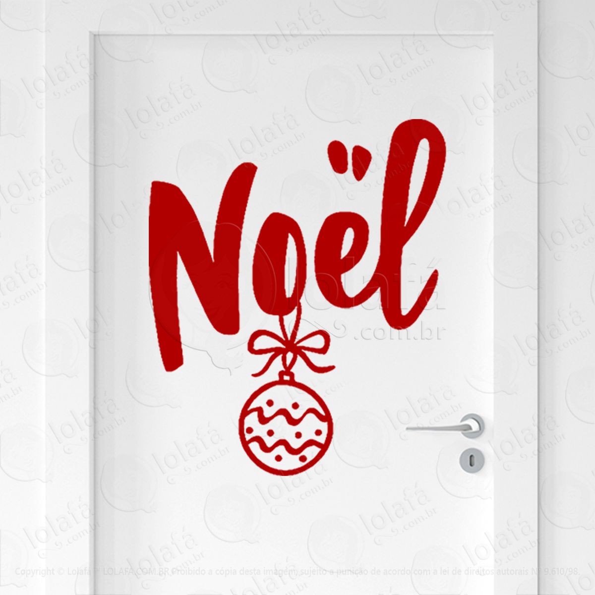 frase noel e bola adesivo de natal para vitrine, parede, porta - fácil remoção mod:511