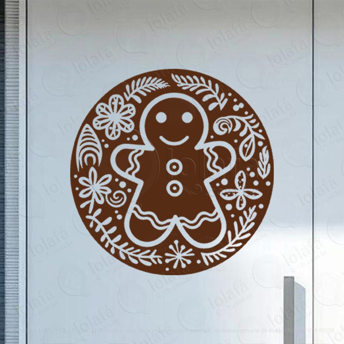 guirlanda de natal gingerbread adesivo de natal para vitrine, parede, porta - fácil remoção mod:593