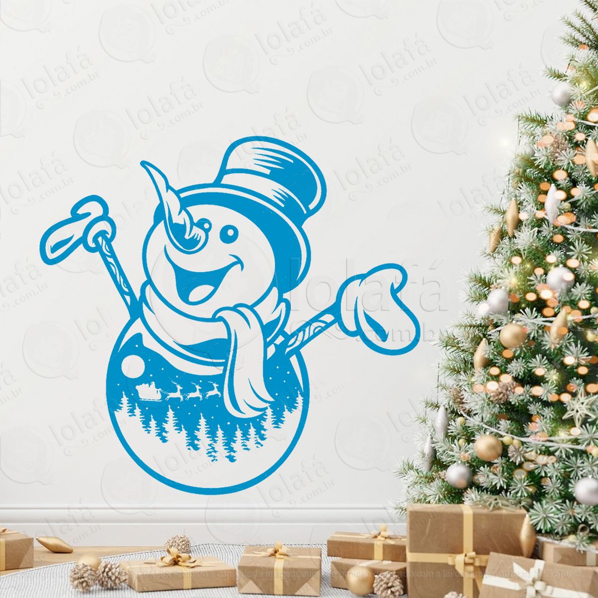 boneco de neve adesivo de natal para vitrine, parede, porta - fácil remoção mod:660