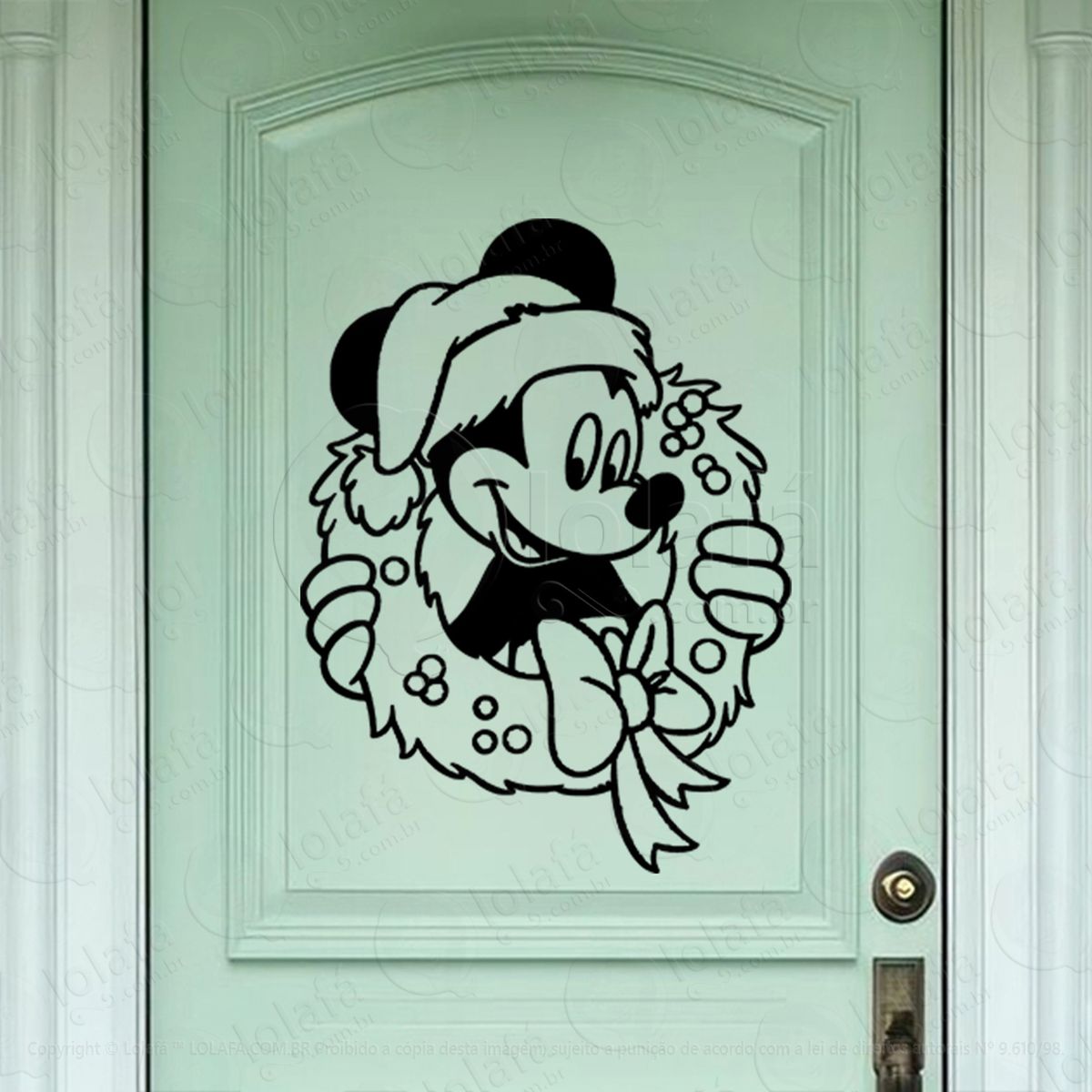 guirlanda com mickey adesivo de natal para vitrine, parede, porta - fácil remoção mod:715