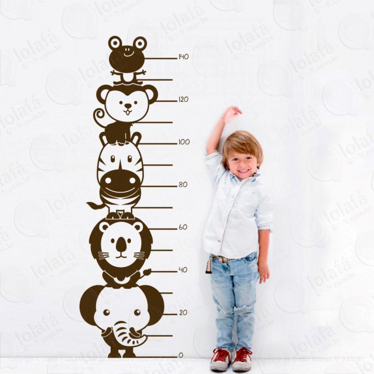 animais adesivo régua de crescimento infantil, medidor de altura para quarto, porta e parede - mod:62