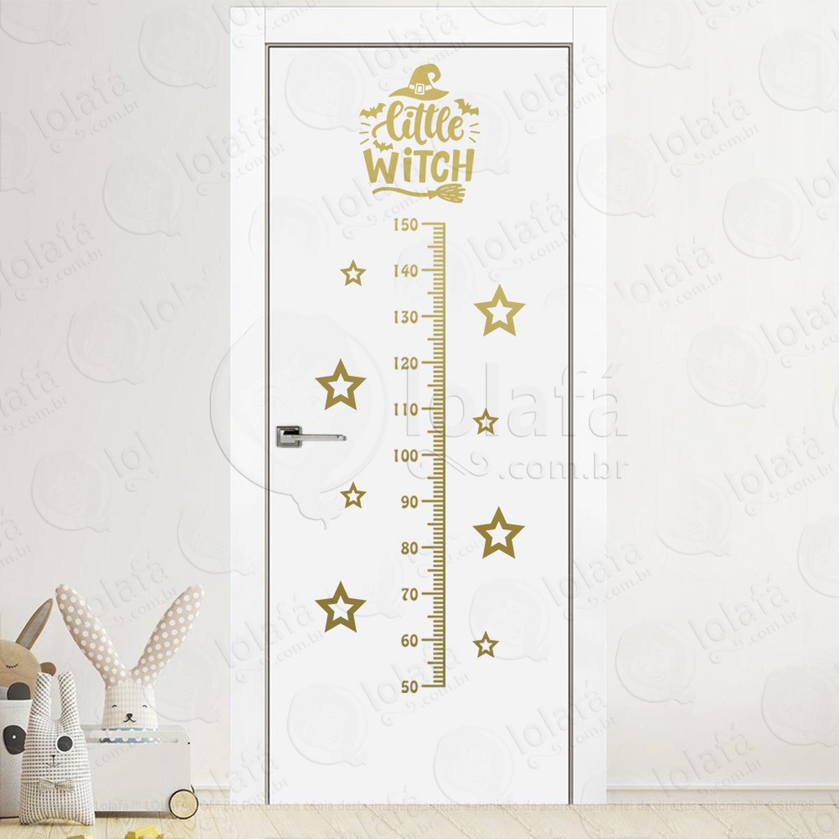 little witch e estrelas adesivo régua de crescimento infantil, medidor de altura para quarto, porta e parede - mod:229