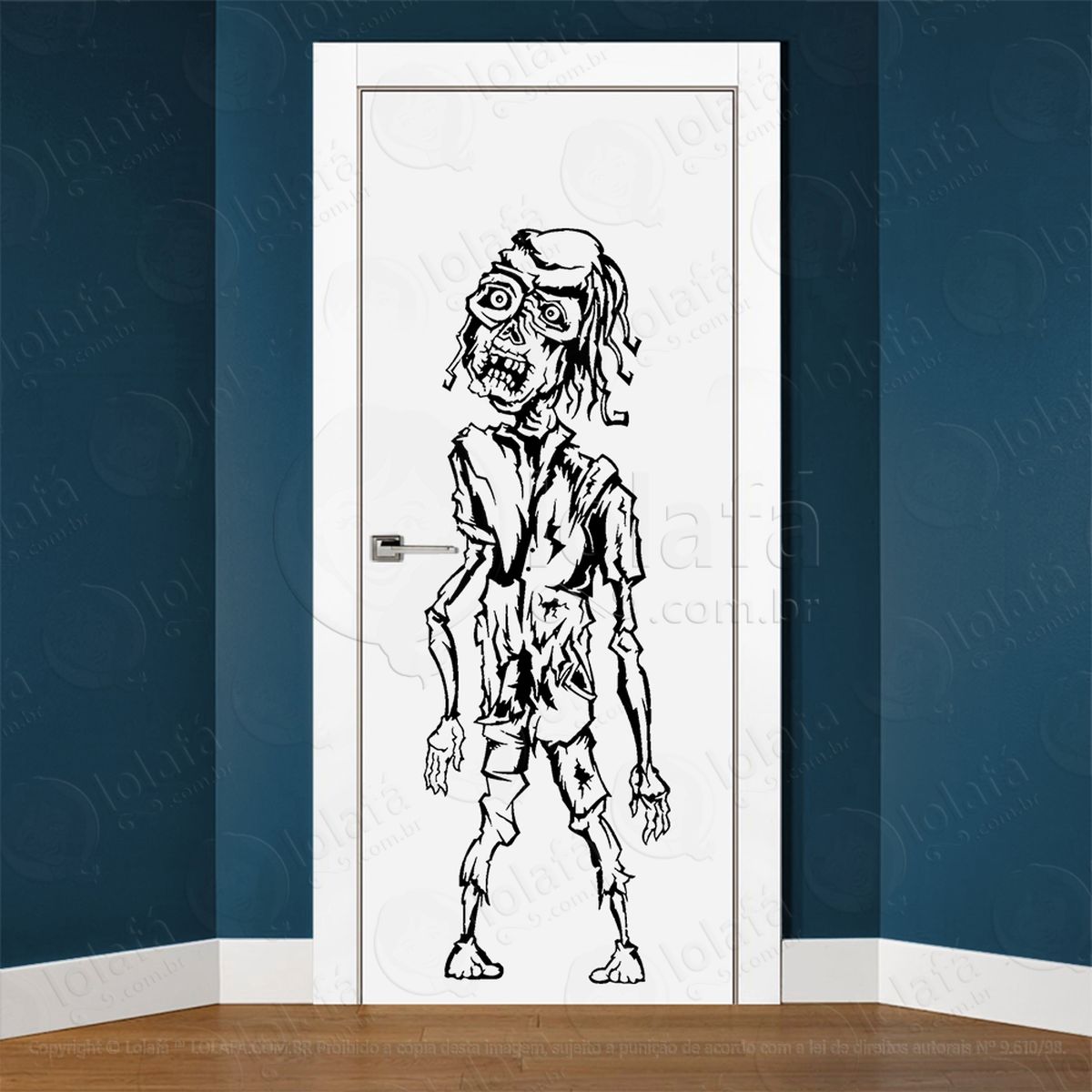 zombie adesivo de parede para quarto, porta e vidro - mod:132